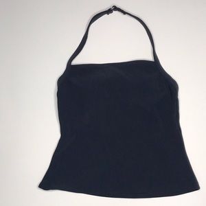 Lands' End Black Ribbed Halter Tankini Top Size 6